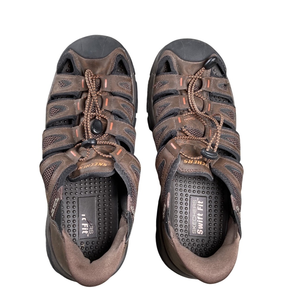 Skechers Swift Fit Sandals Mens 10 Brown Closed Toe Bungee Trail Shoes 255030S